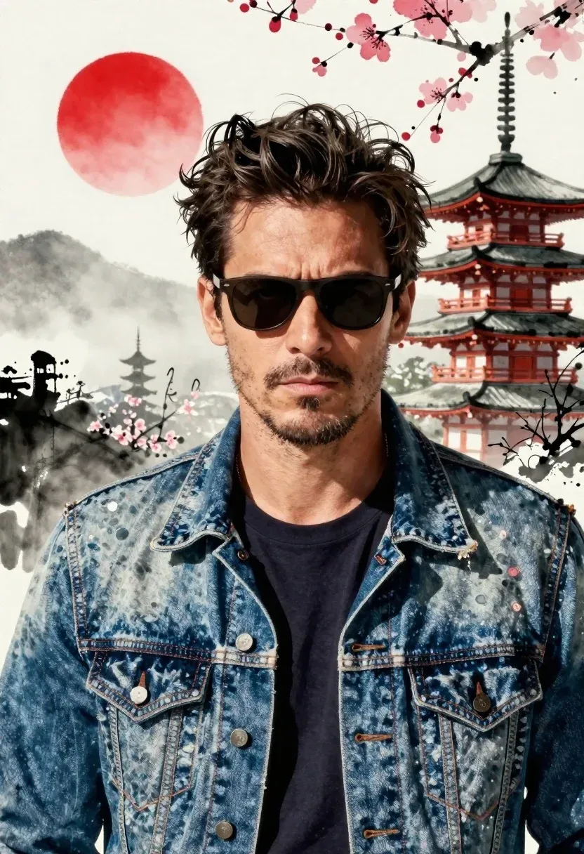 Confident Man With Tousled Dark Hair And Stubble Wears Dark