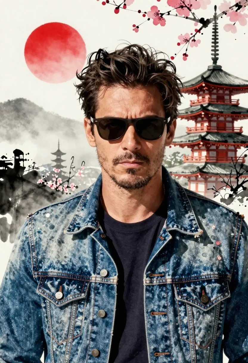 Confident Man With Tousled Dark Hair And Stubble Wears Dark