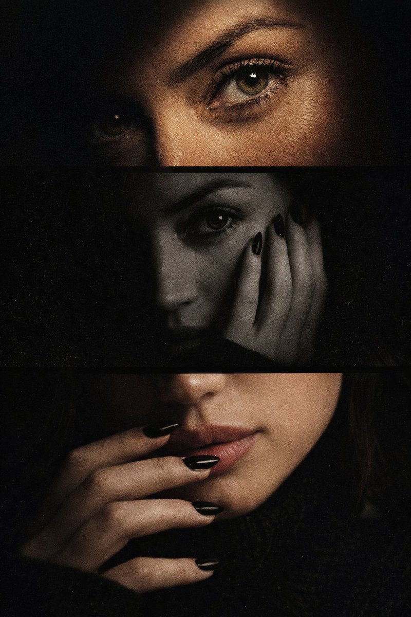 Vertical Triptych Noir Portrait