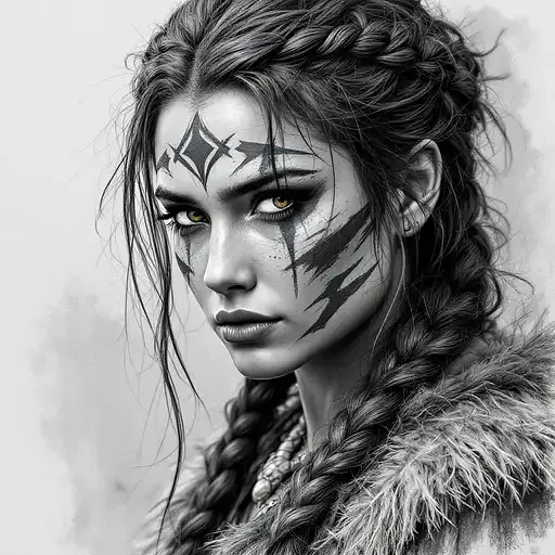 Viking Warrior Ink Drawing