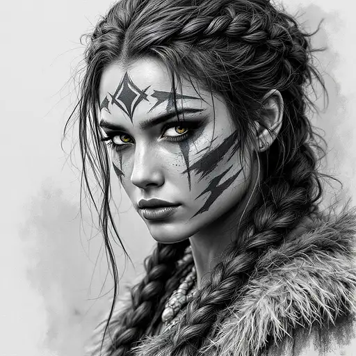 Viking Warrior Ink Drawing