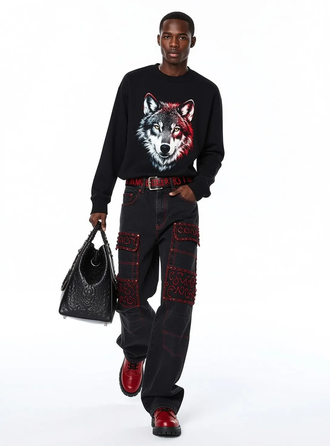 Young Black Short Hair Dark Skin Crewneck