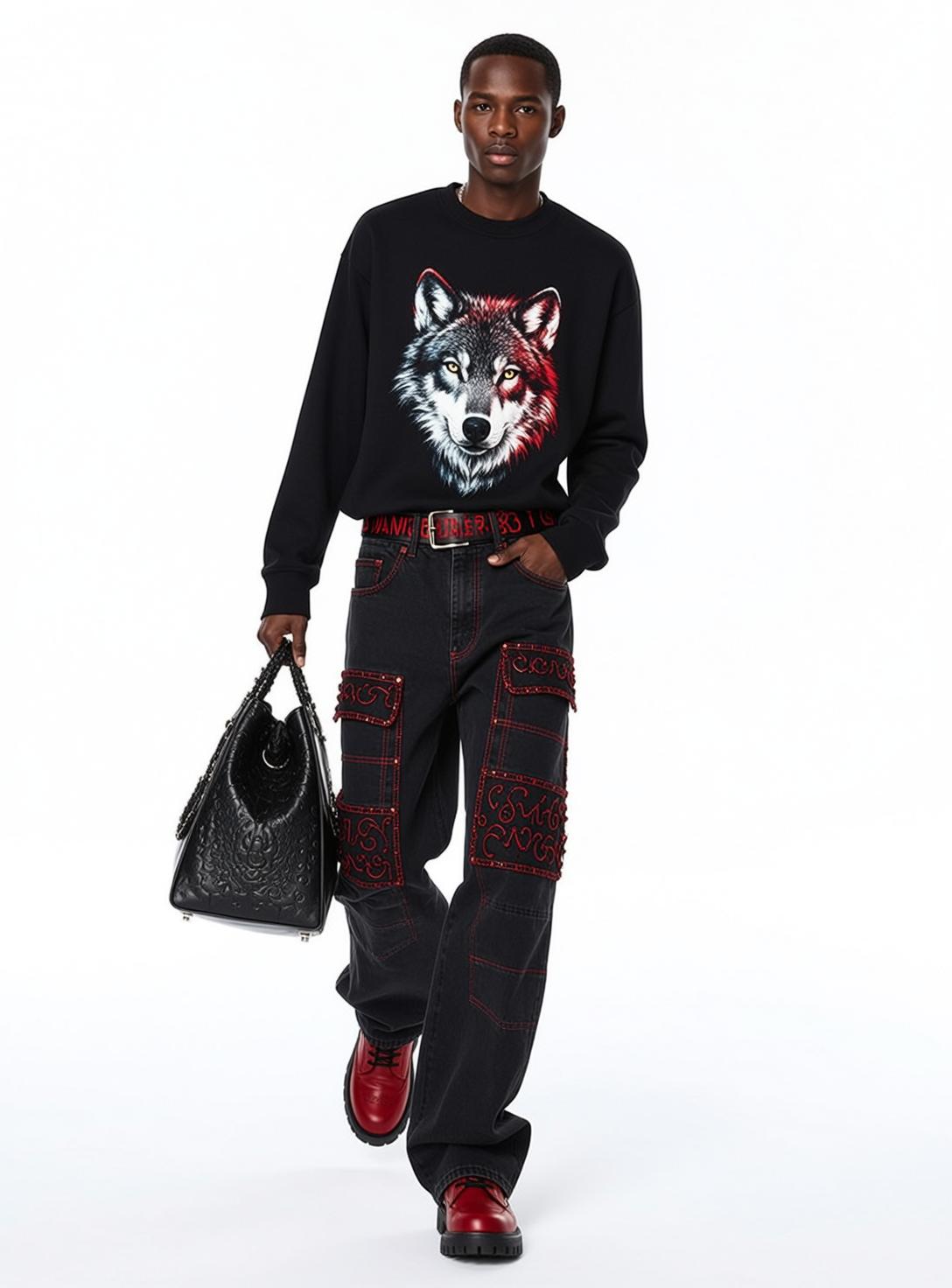 Young Black Short Hair Dark Skin Crewneck