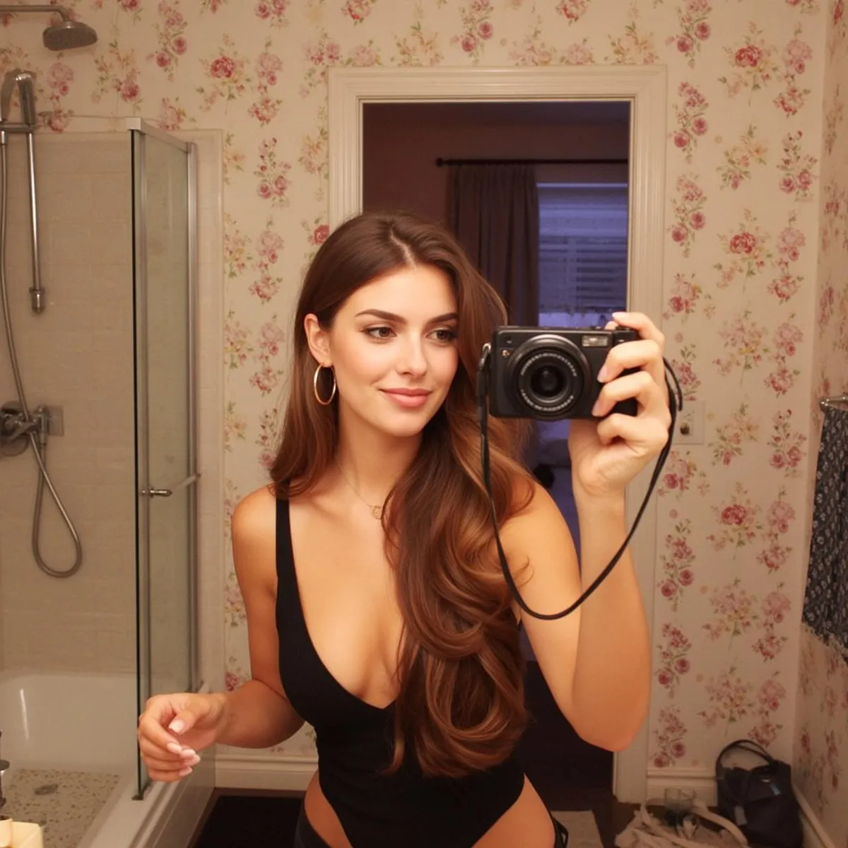 Earrings And Necklace In Mirror Selfie