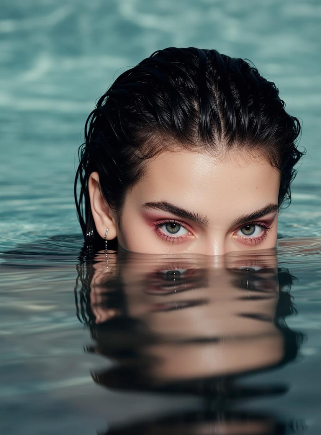 Explore Submerged Water Only Her Eyes Forehead