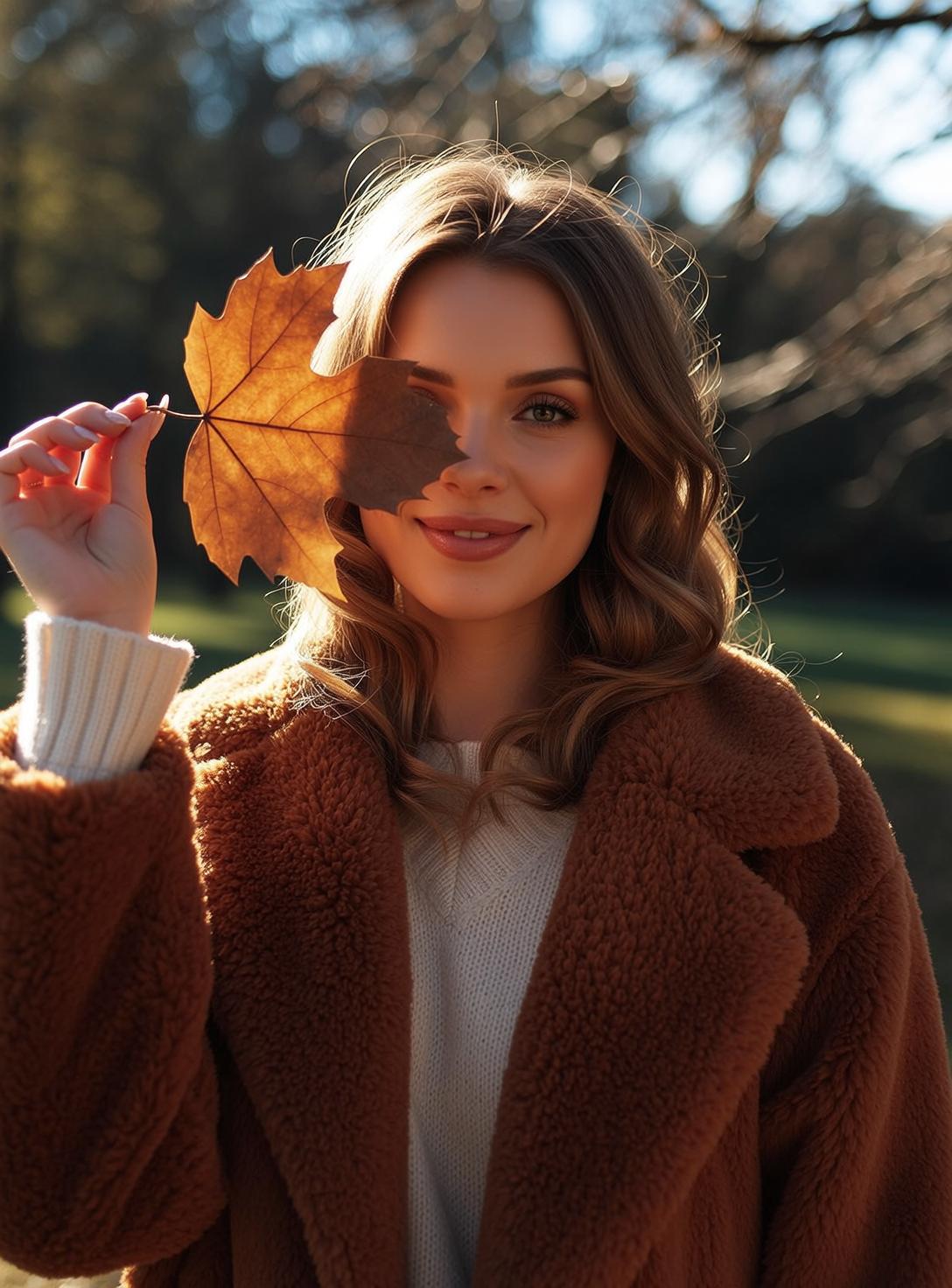Autumn Young Wavy Brown Fair White Knitted