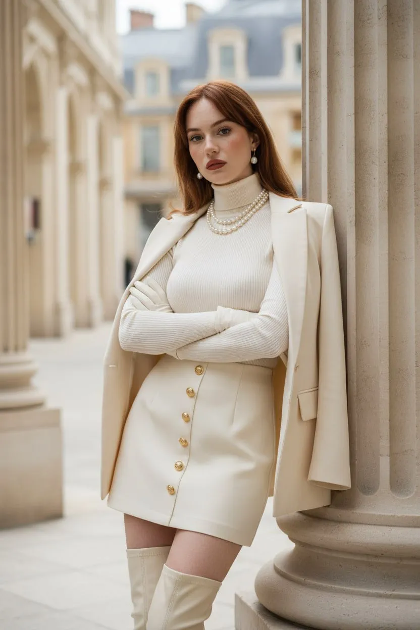 Earrings And Necklace In Turtleneck Portrait