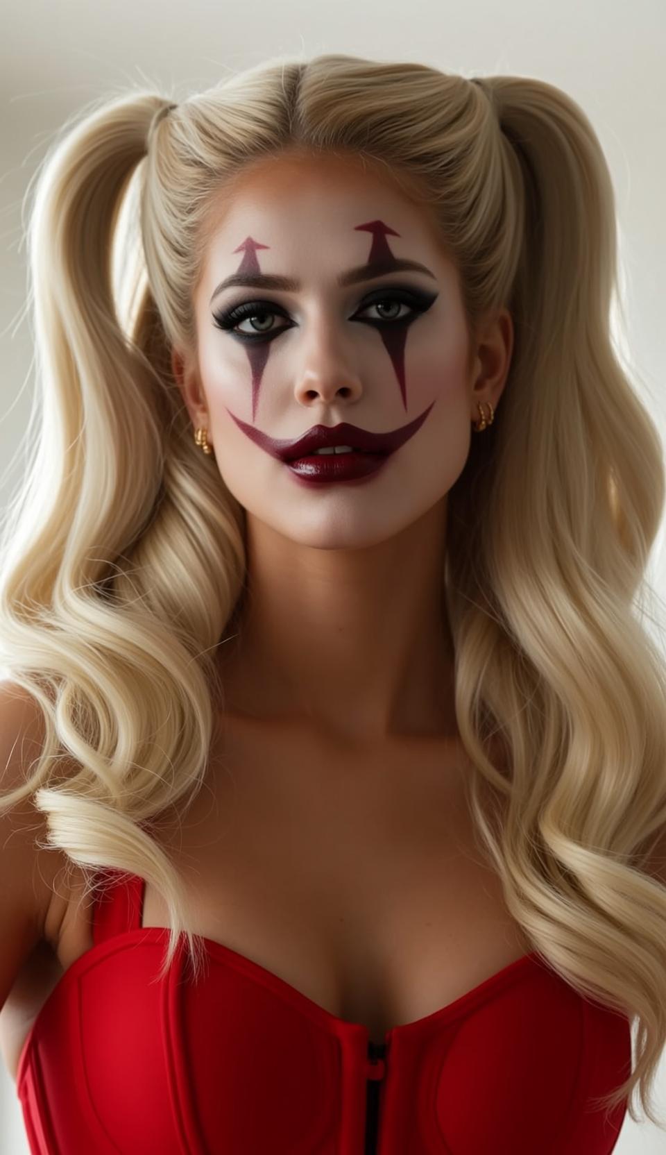 Halloween Makeup Young Blonde Pigtails Wavy Fair