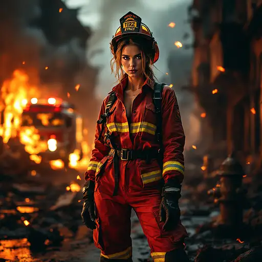 Fierce Female Firefighter Portrait