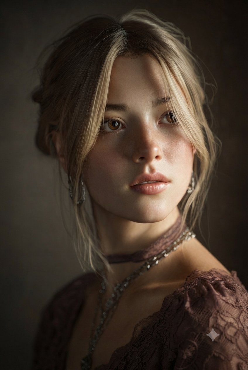Cinematic Elegant Portrait Soft Warm Studio Lighting