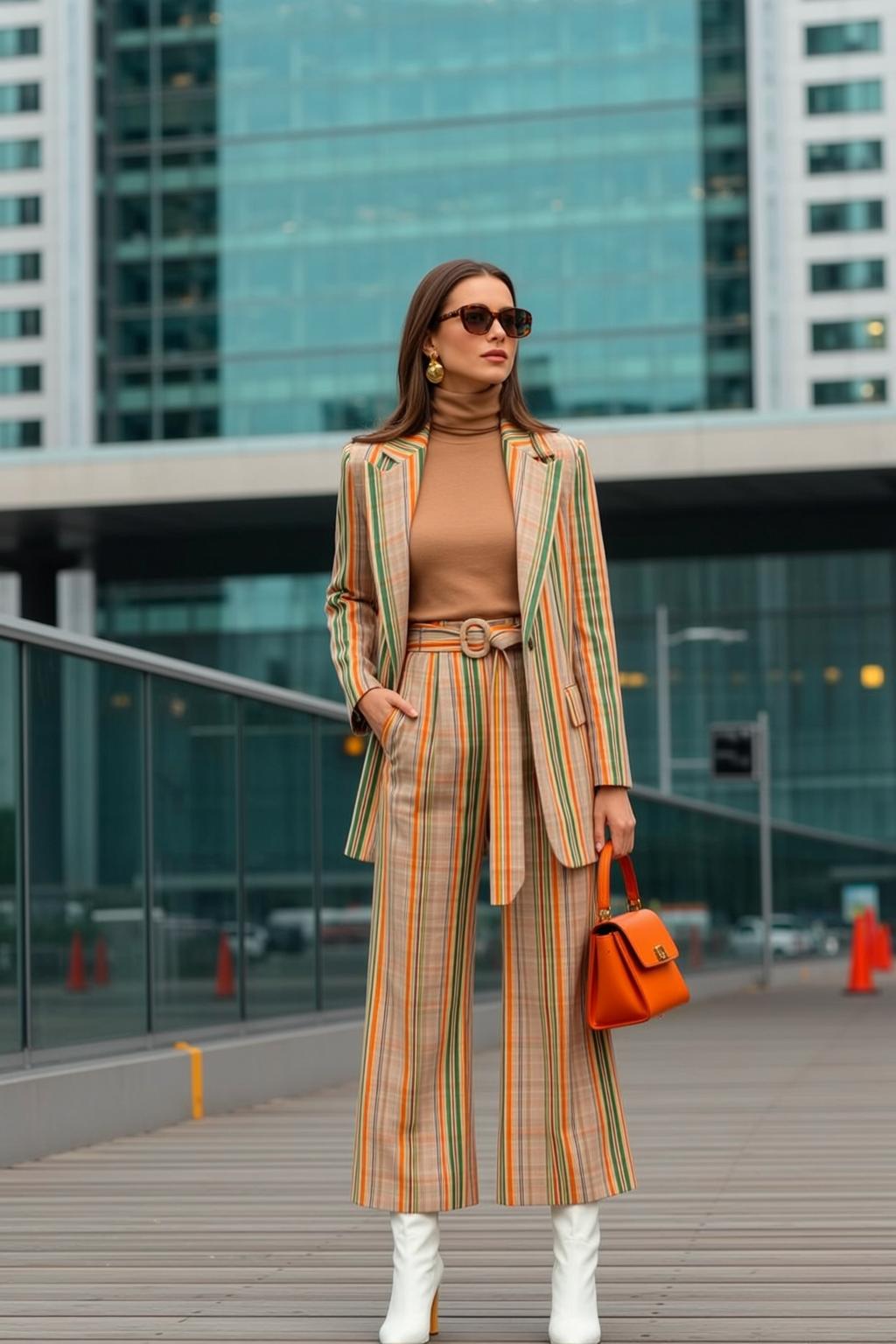 Tan Turtleneck Orange Pants Urban Street