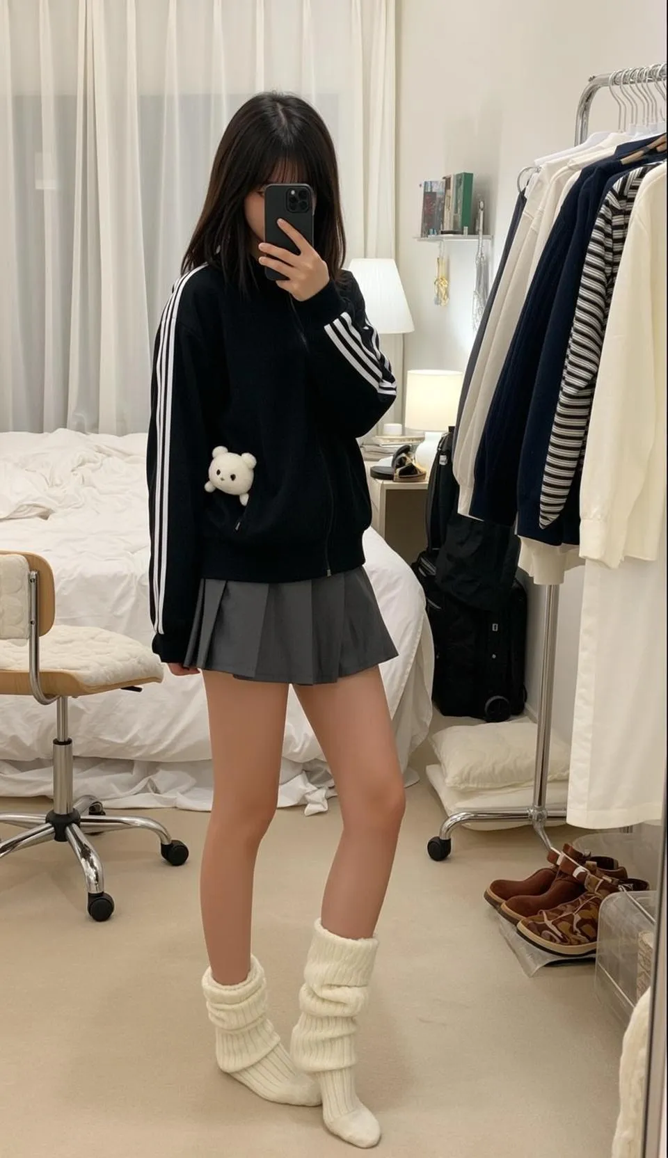 Acubi Young Long Dark Straight Bangs Fair