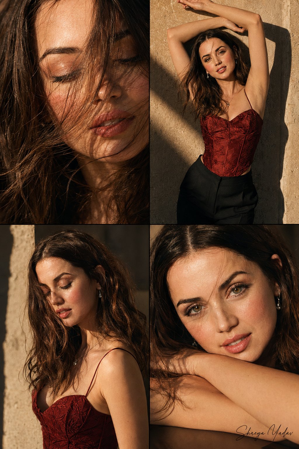Lace Corset Sunlight Striped Shadows Collage