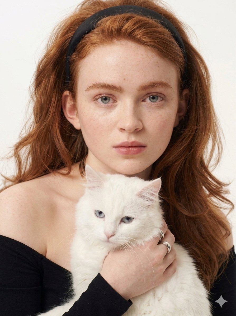Holding Cat Minimal Studio Photoshoot White Backdrop