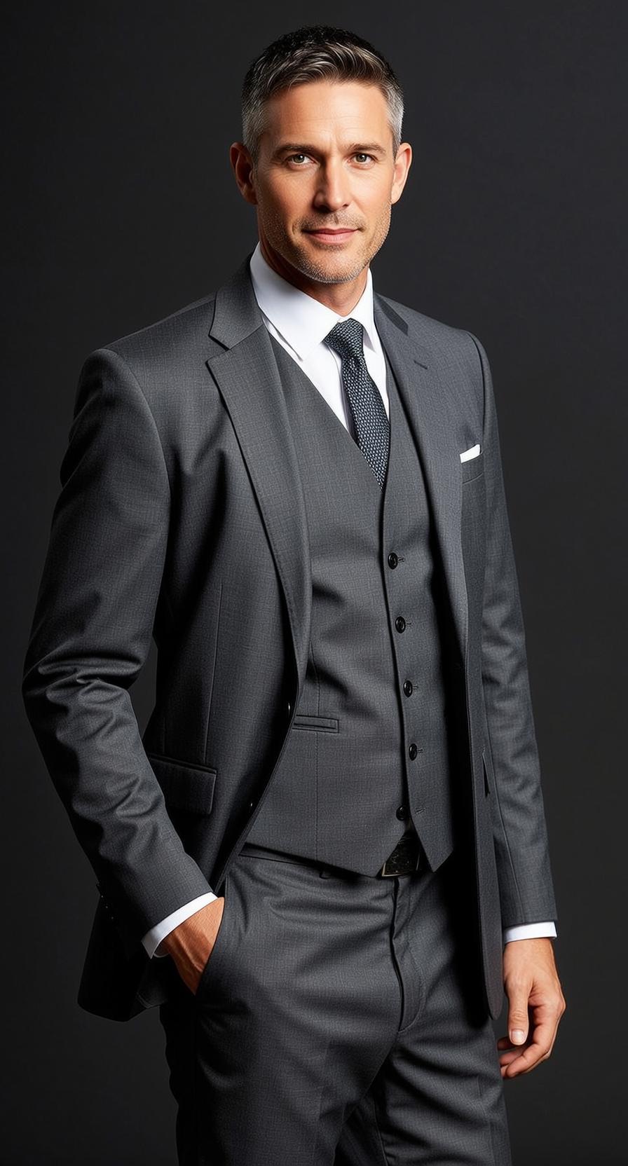 Luxury Middle Aged Short Graying Styled Fair Stubble