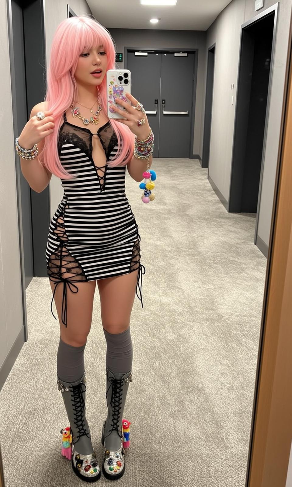 Pink Hair Phone Selfie