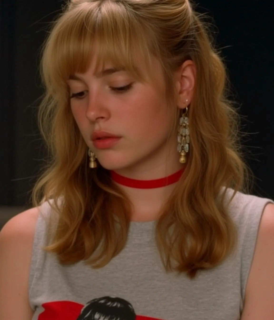 Earrings And Necklace In Velvet Portrait