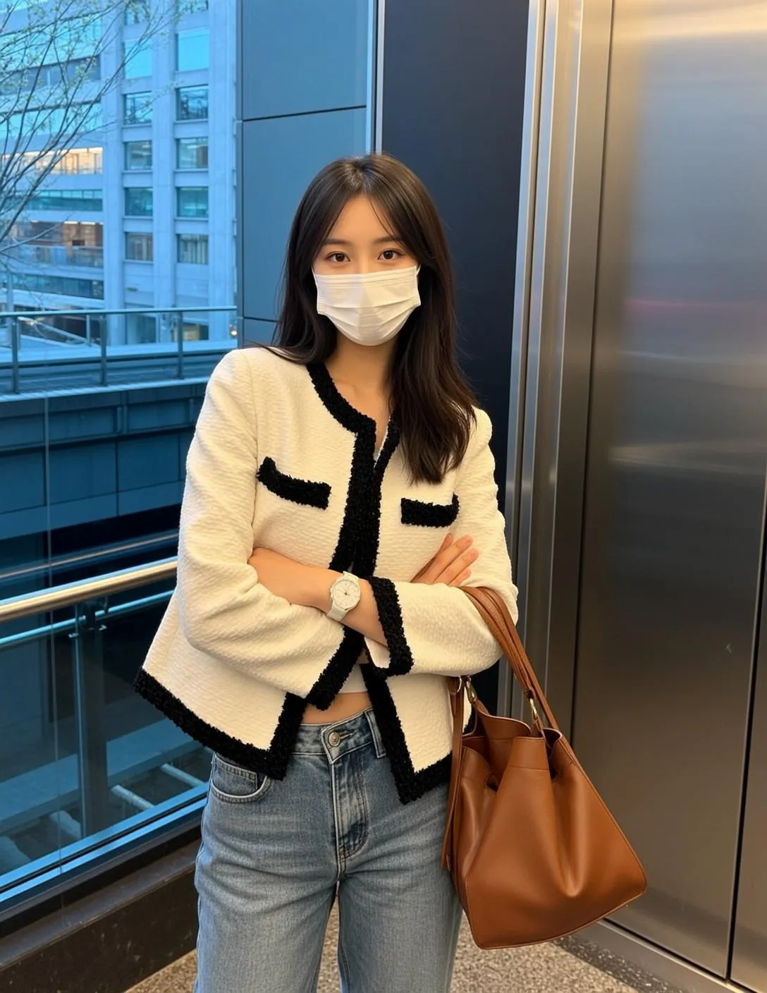 White Tweed Elevator Portrait
