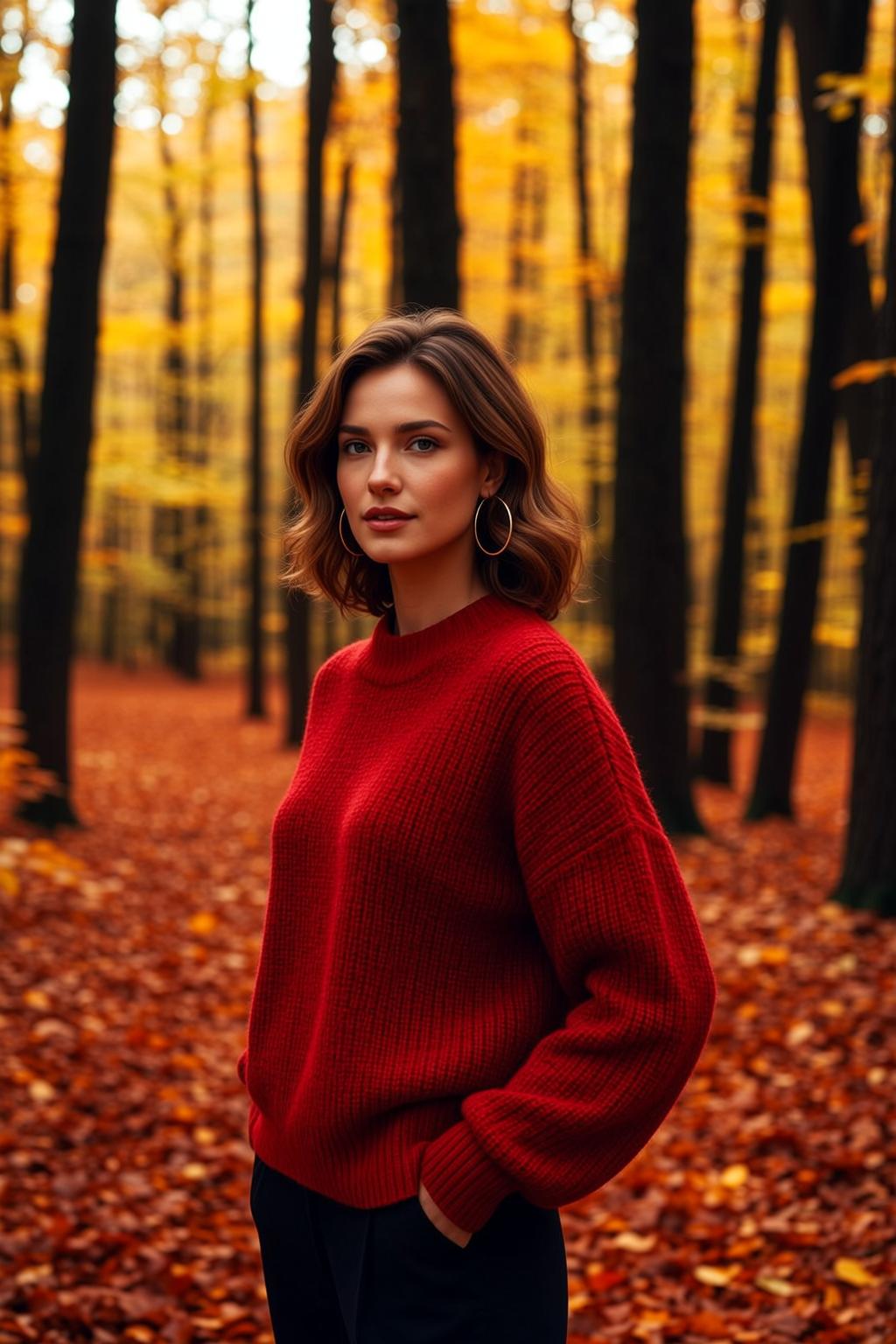 Autumn Young Medium Length Wavy Brown Hair