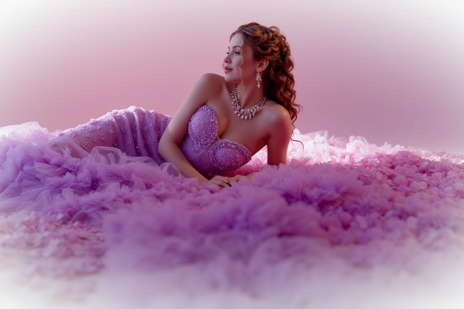 Purple Gown Petal Pose