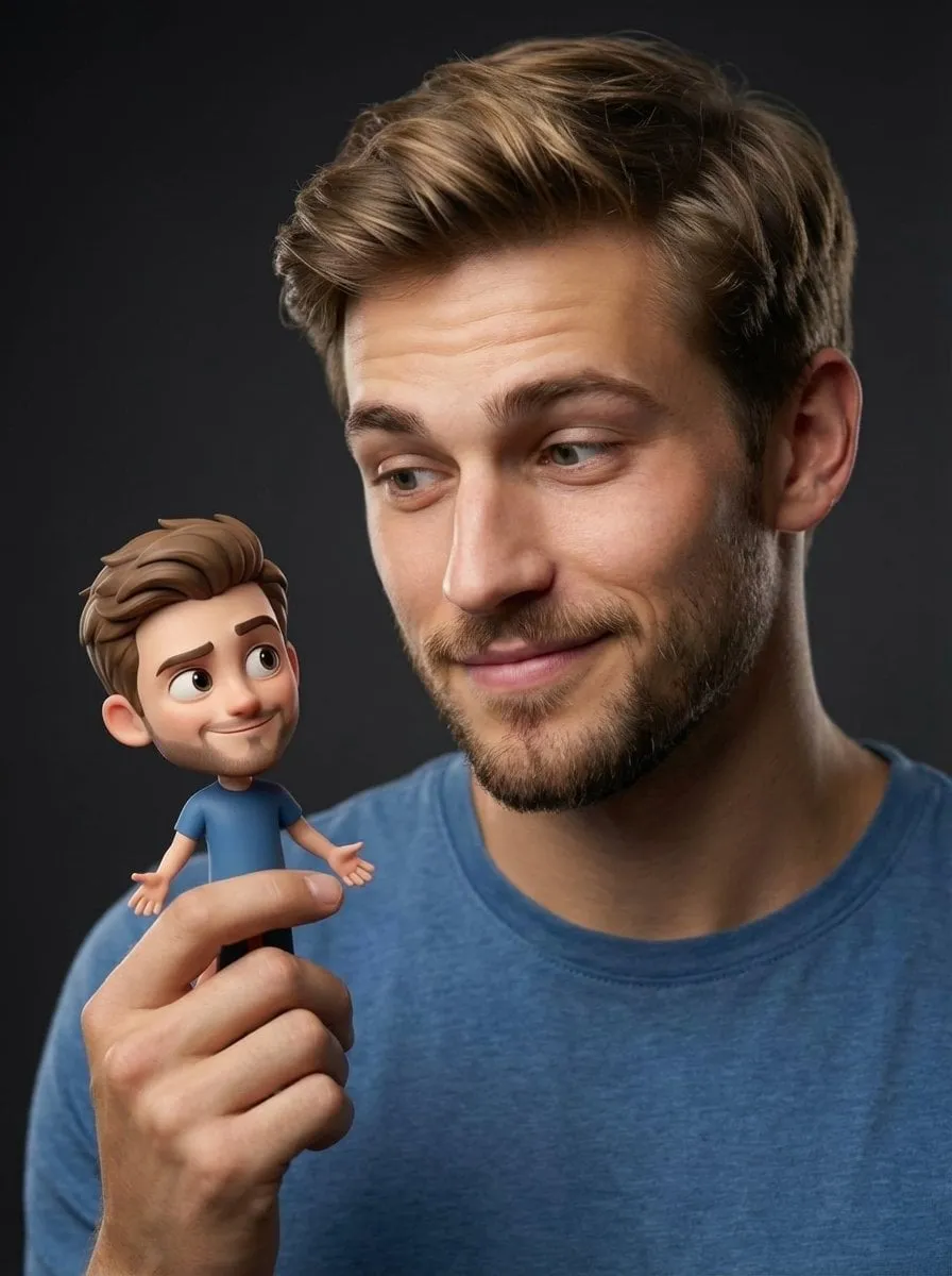 Miniature Cartoon On Fingertips