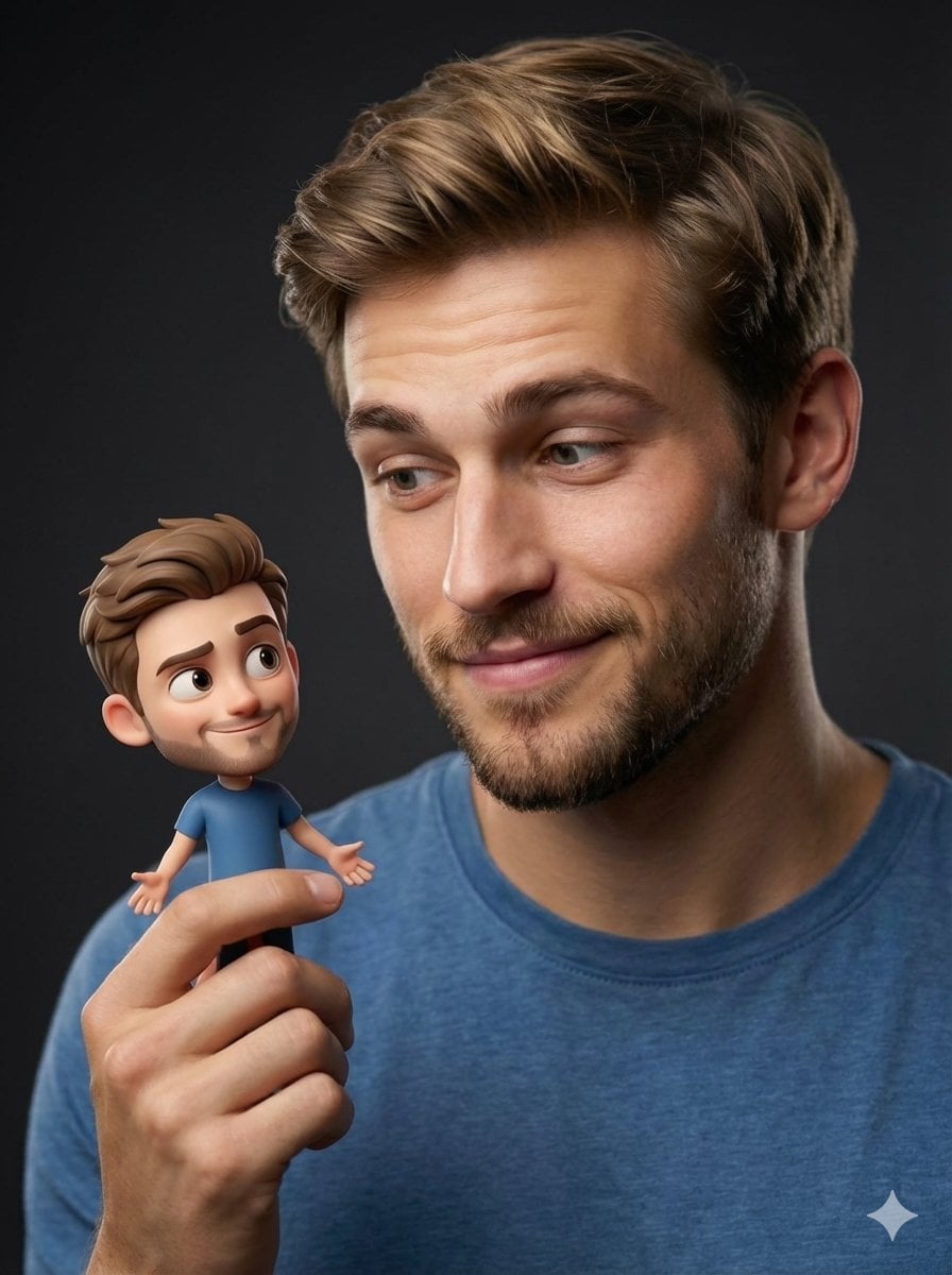 Miniature Cartoon On Fingertips