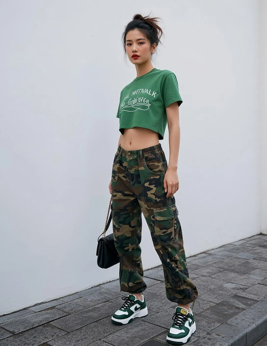 Skater Young Asian Dark Brown Messy Bun