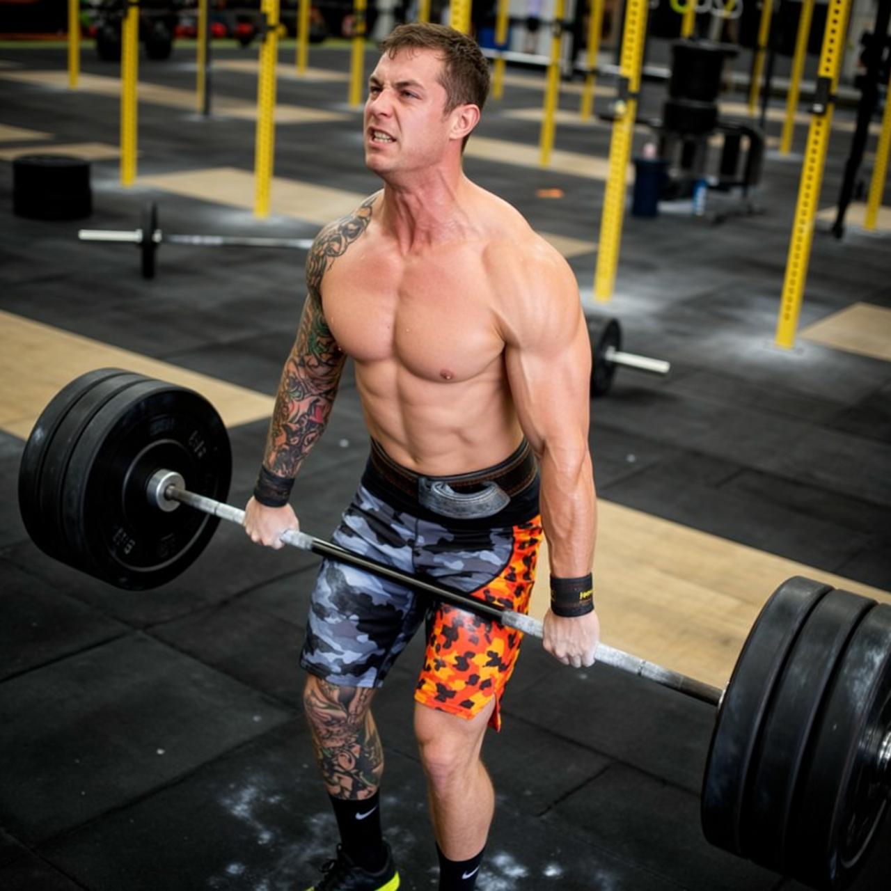 Camouflage Shorts Barbell Lift