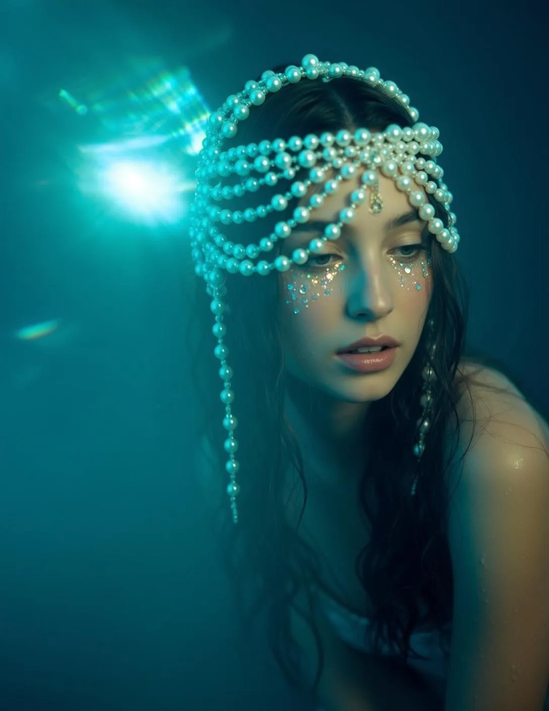 Earrings In Dark Underwater Like Setting