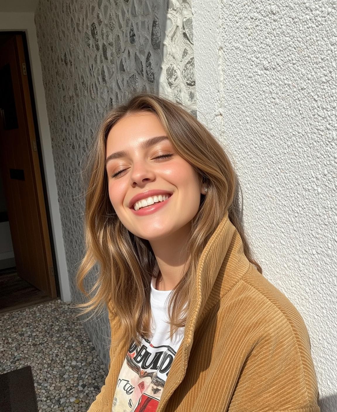Woman Joyful Smile Sunlight Hair