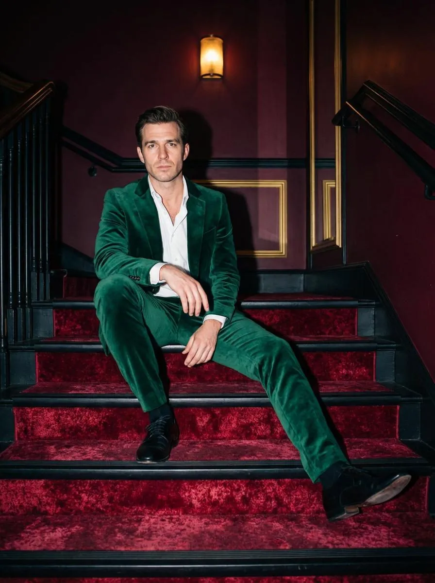 Emerald Suit Staircase Portrait