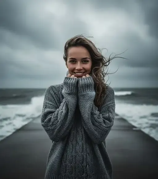 Stormy Pier Sweater Portrait
