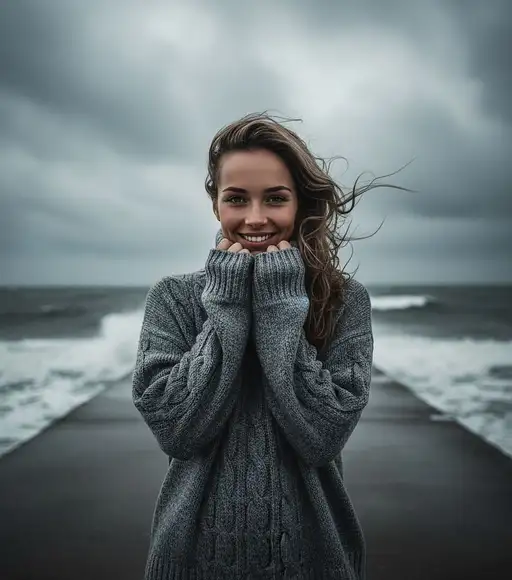 Stormy Pier Sweater Portrait