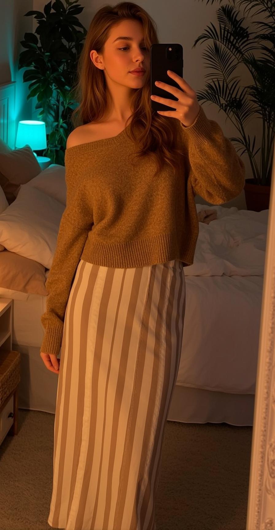 Brown Sweater Mirror Selfie