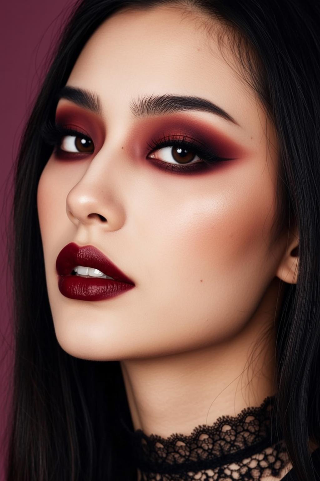 Halloween Makeup Young Long Straight Black Pale