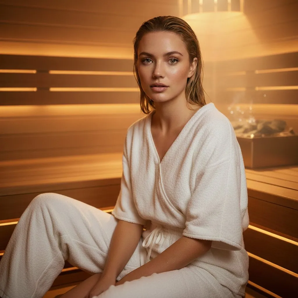 Realistic Sauna Portrait Sydney Sweeney