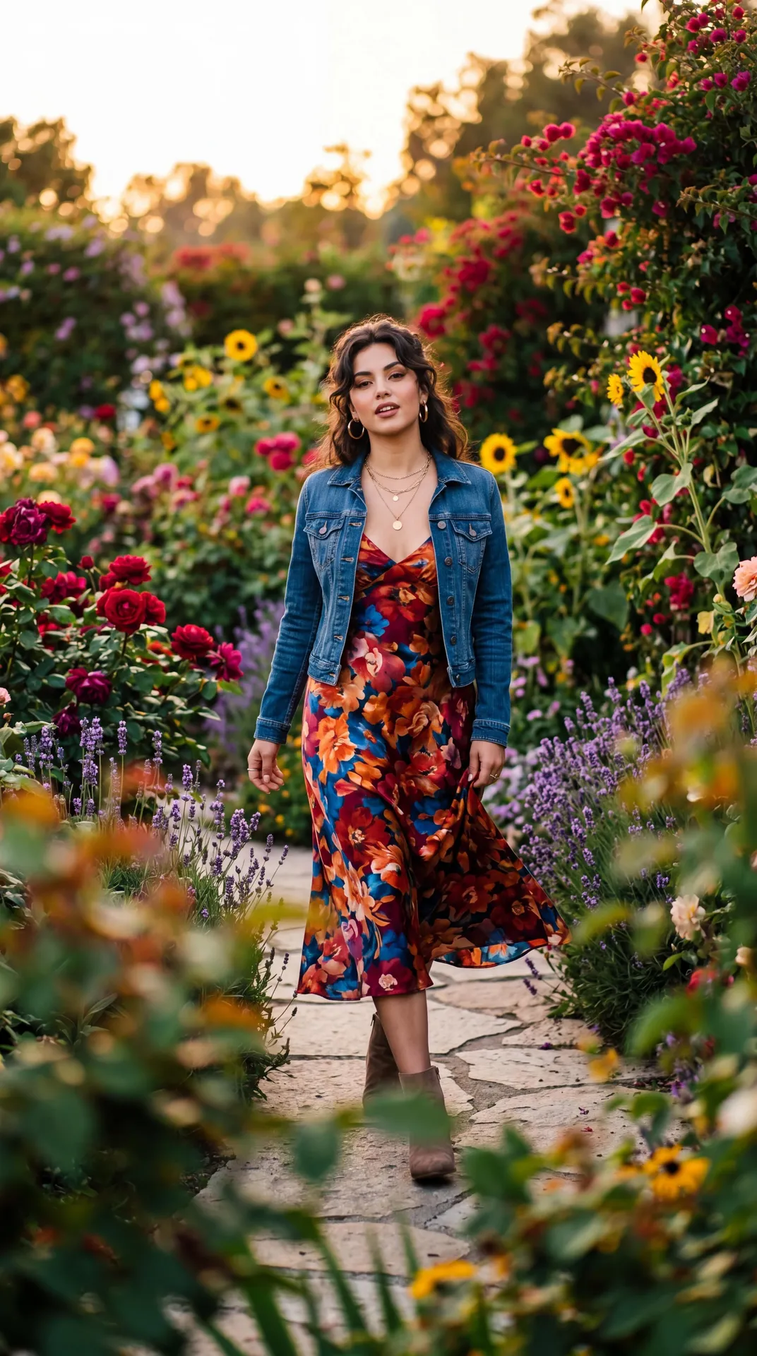 Earrings And Necklace In Garden Portrait