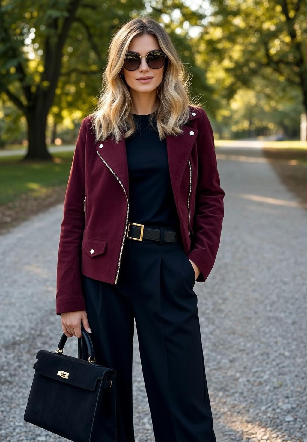 Suede Moto Jacket Park Path