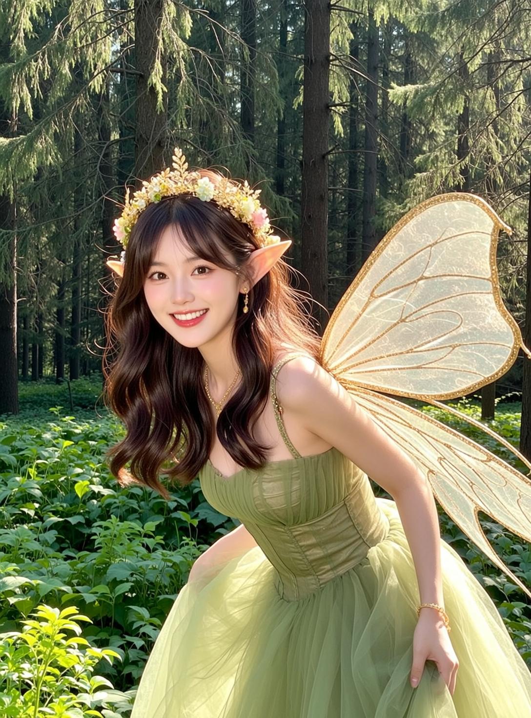 Fairycore Young Long Wavy Dark Brown Fair