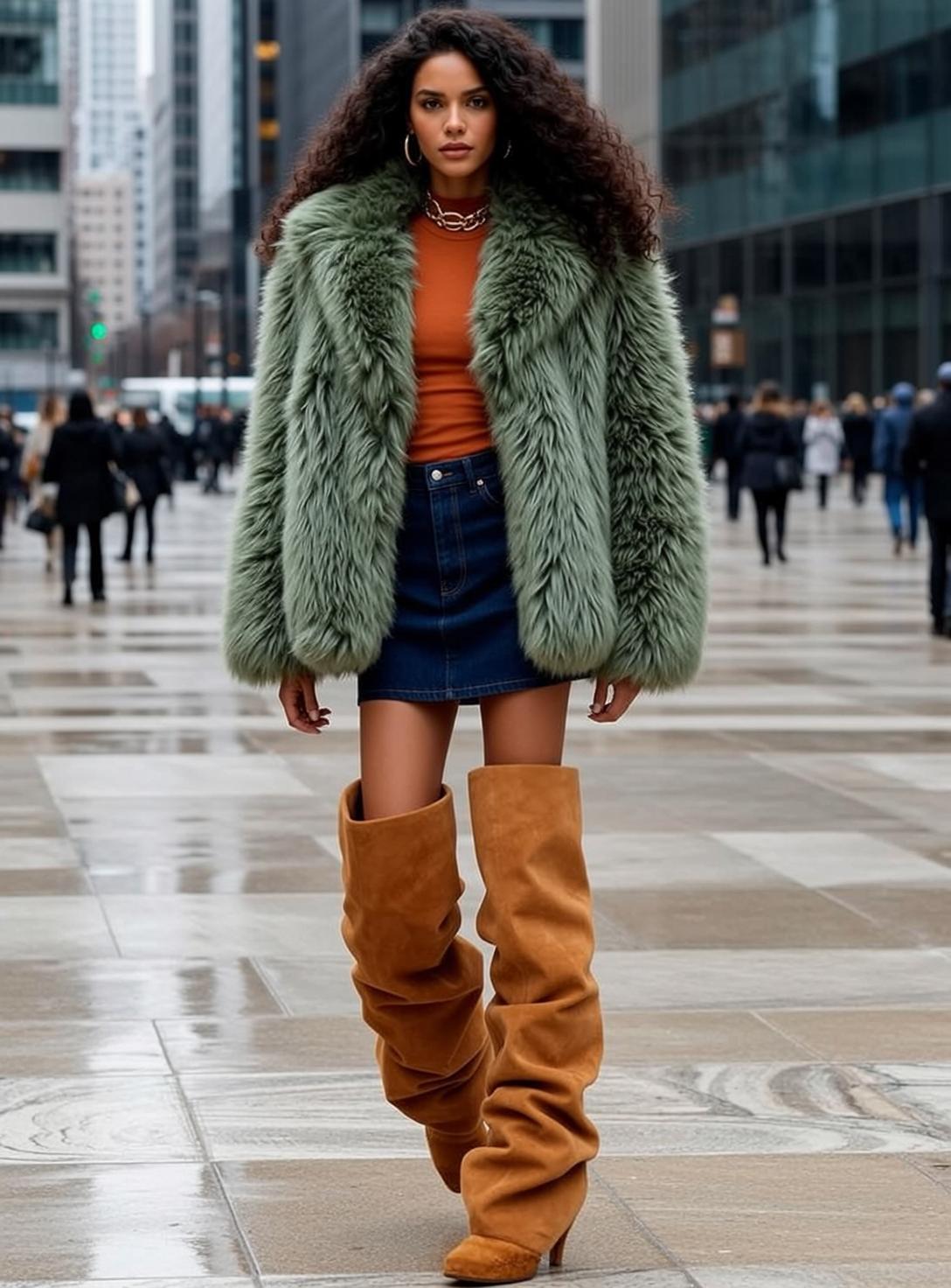 Fashion Week Young Long Dark Curly Medium-toned