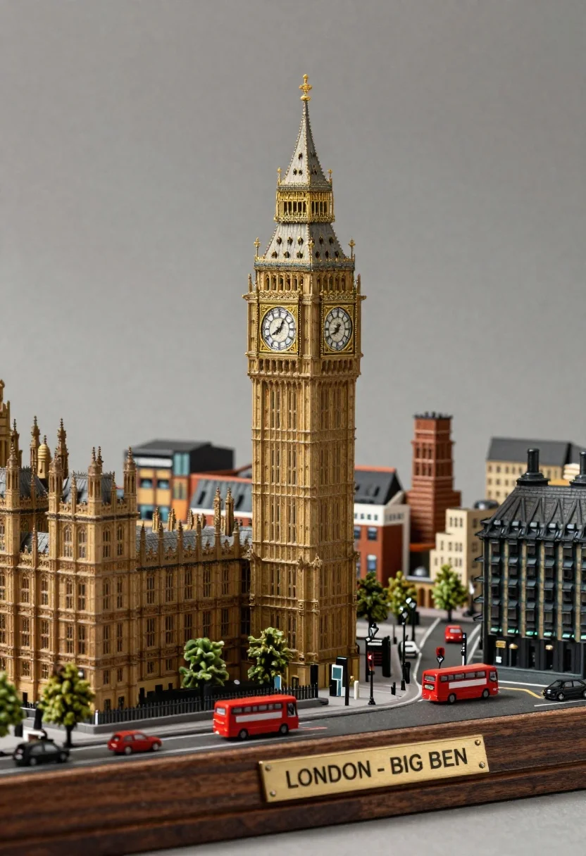 Highly Detailed Miniature Diorama The London Skyline Featuring The Iconic