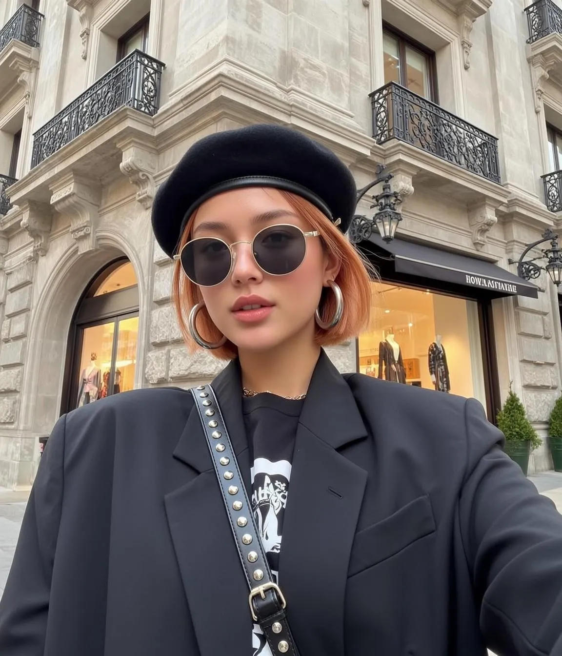 Sunglasses Earrings And Necklace In Street Portrait