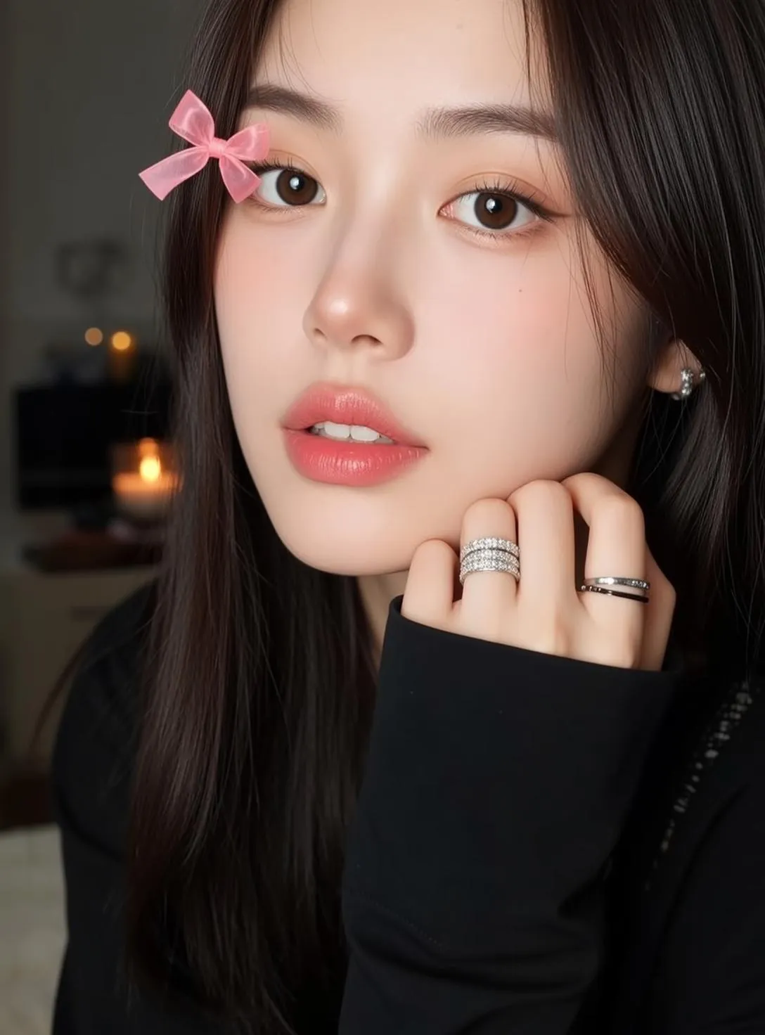 Makeup Earrings And Rings In Fashion Portrait