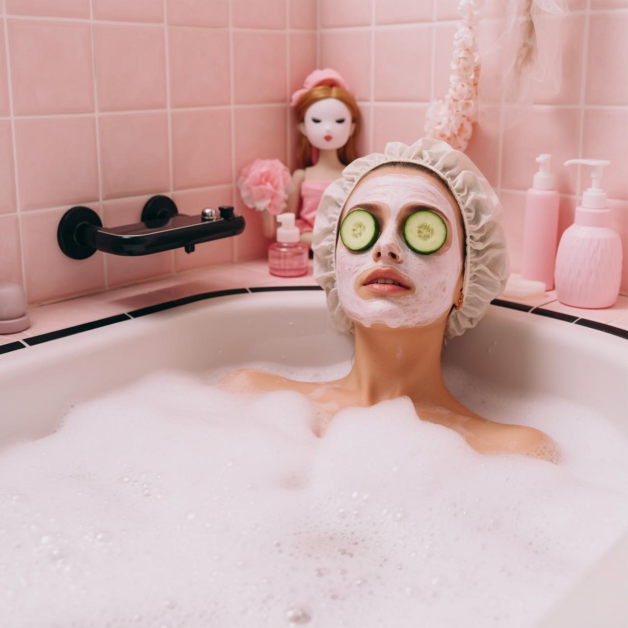Cucumber Bath Pink Tiles