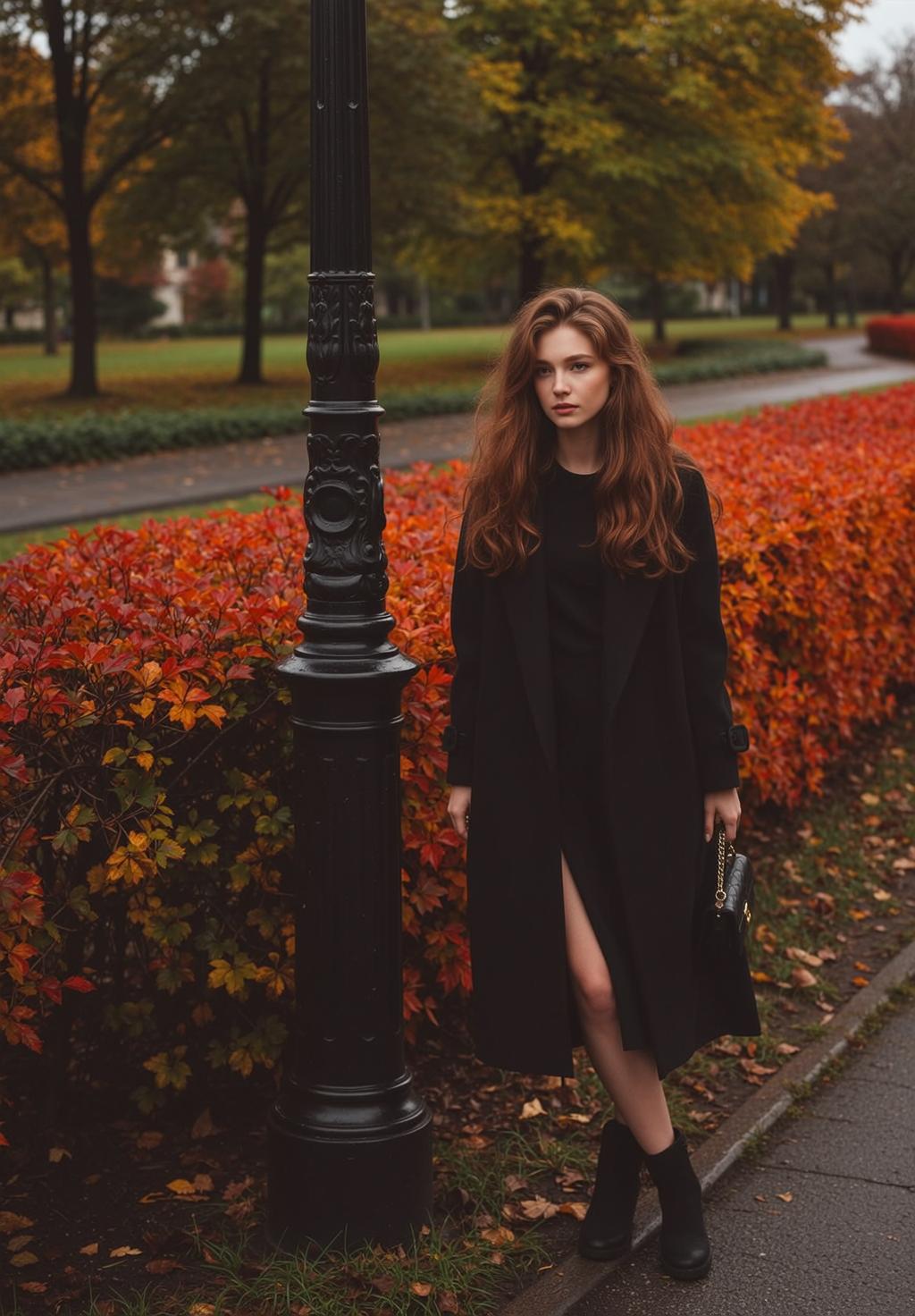 Autumn Park Lamppost Portrait
