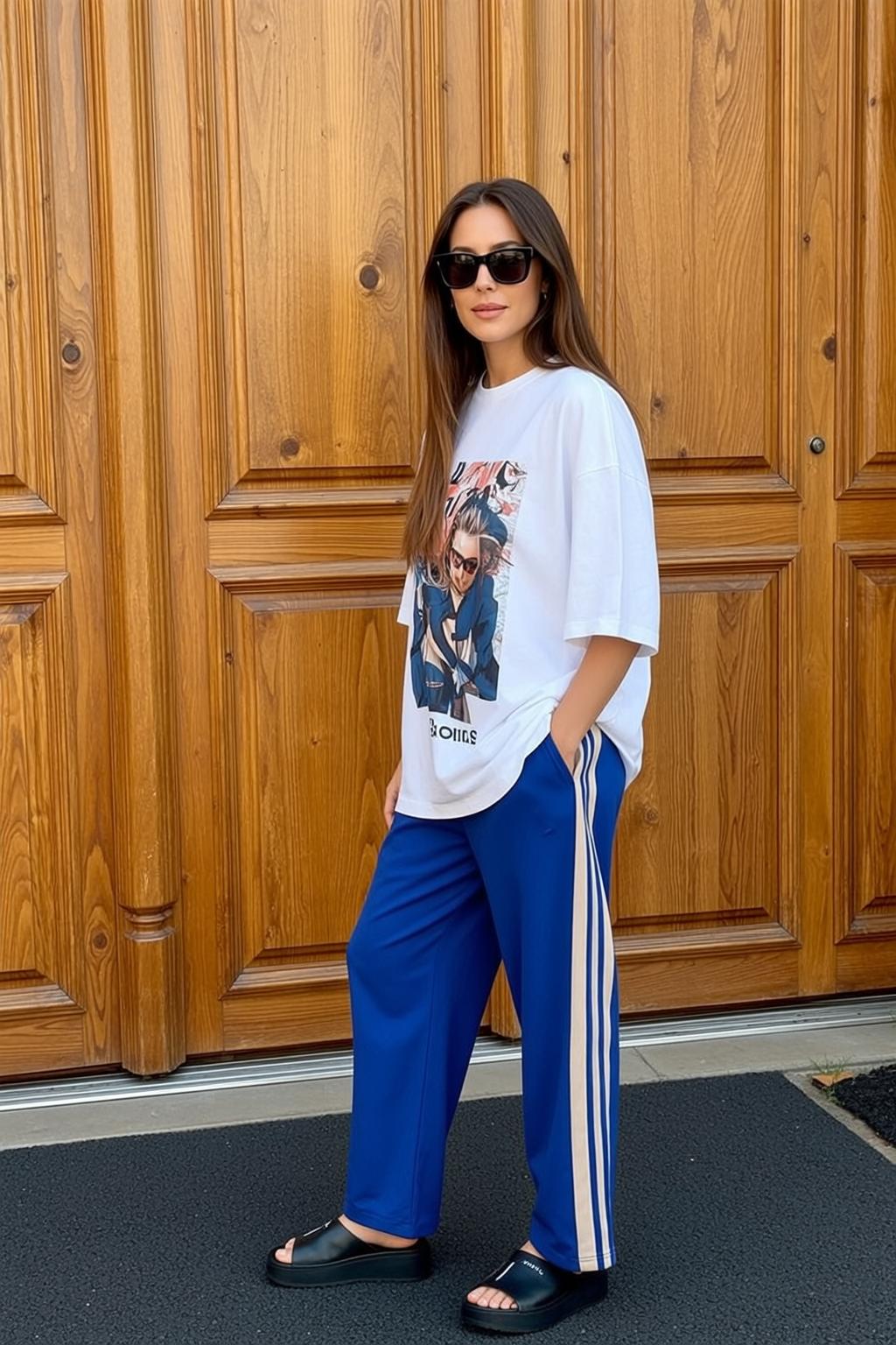 White Oversized Straight Hair Standing