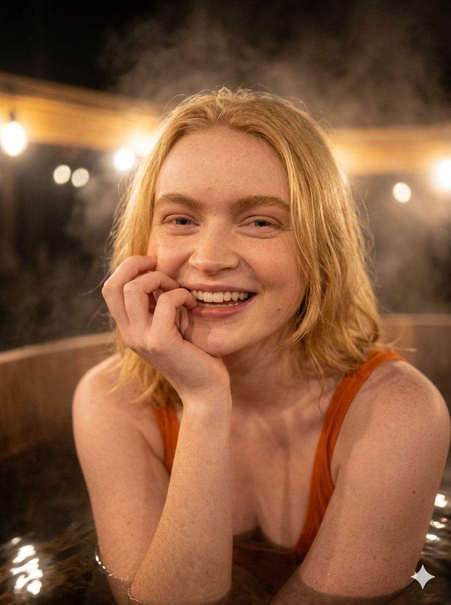 Rustic Hot Tub Steam Laughing Sadie Sink Style