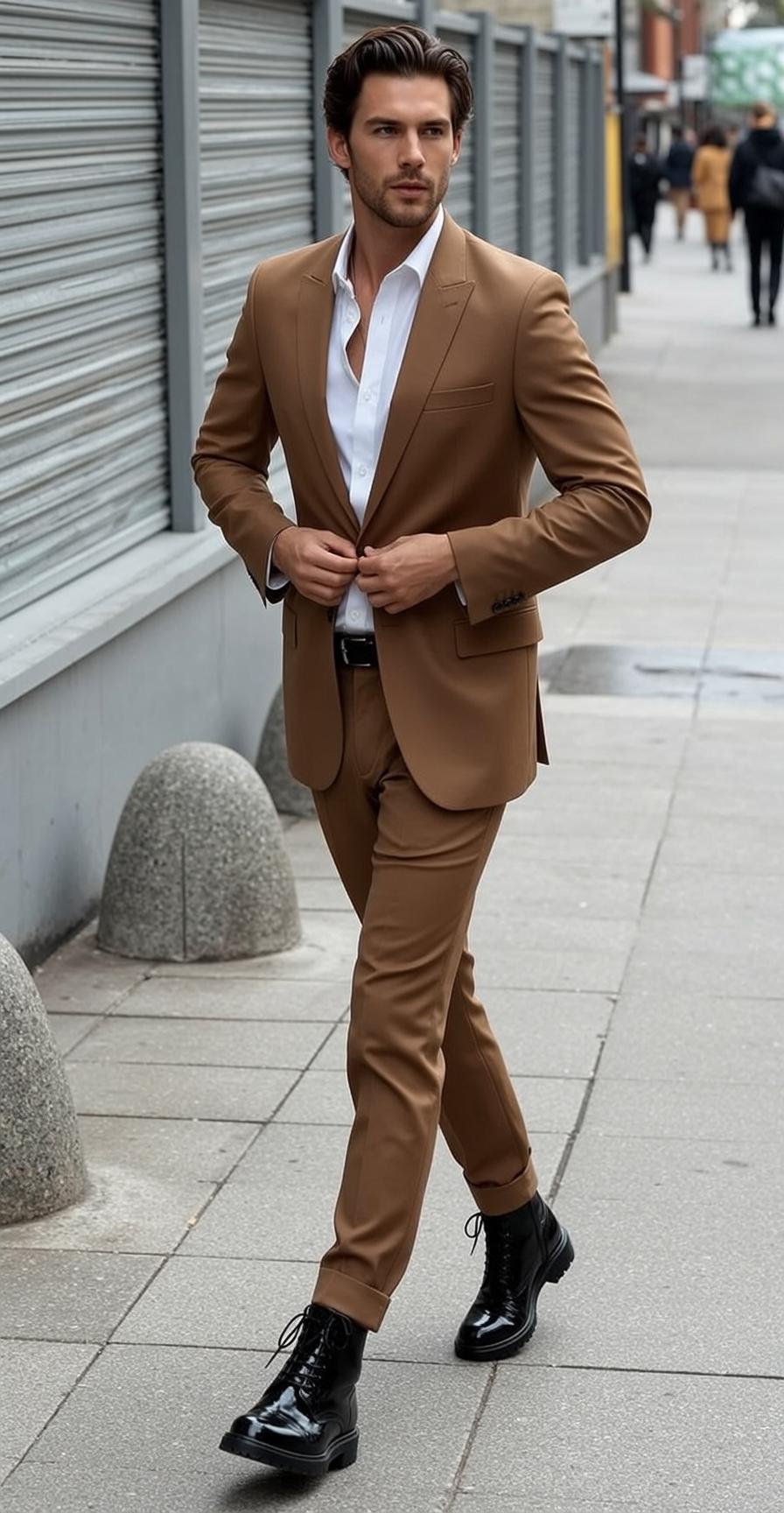 Handsome Dark Brown Styled Light White Dress