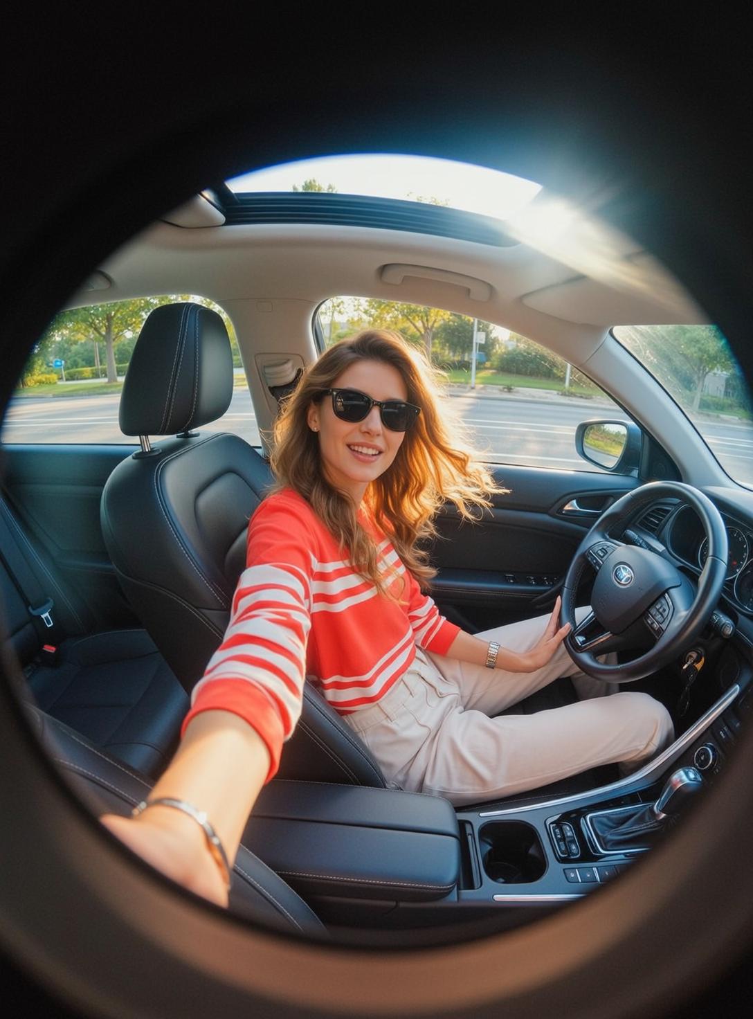 Striped Crop Top Car Selfie