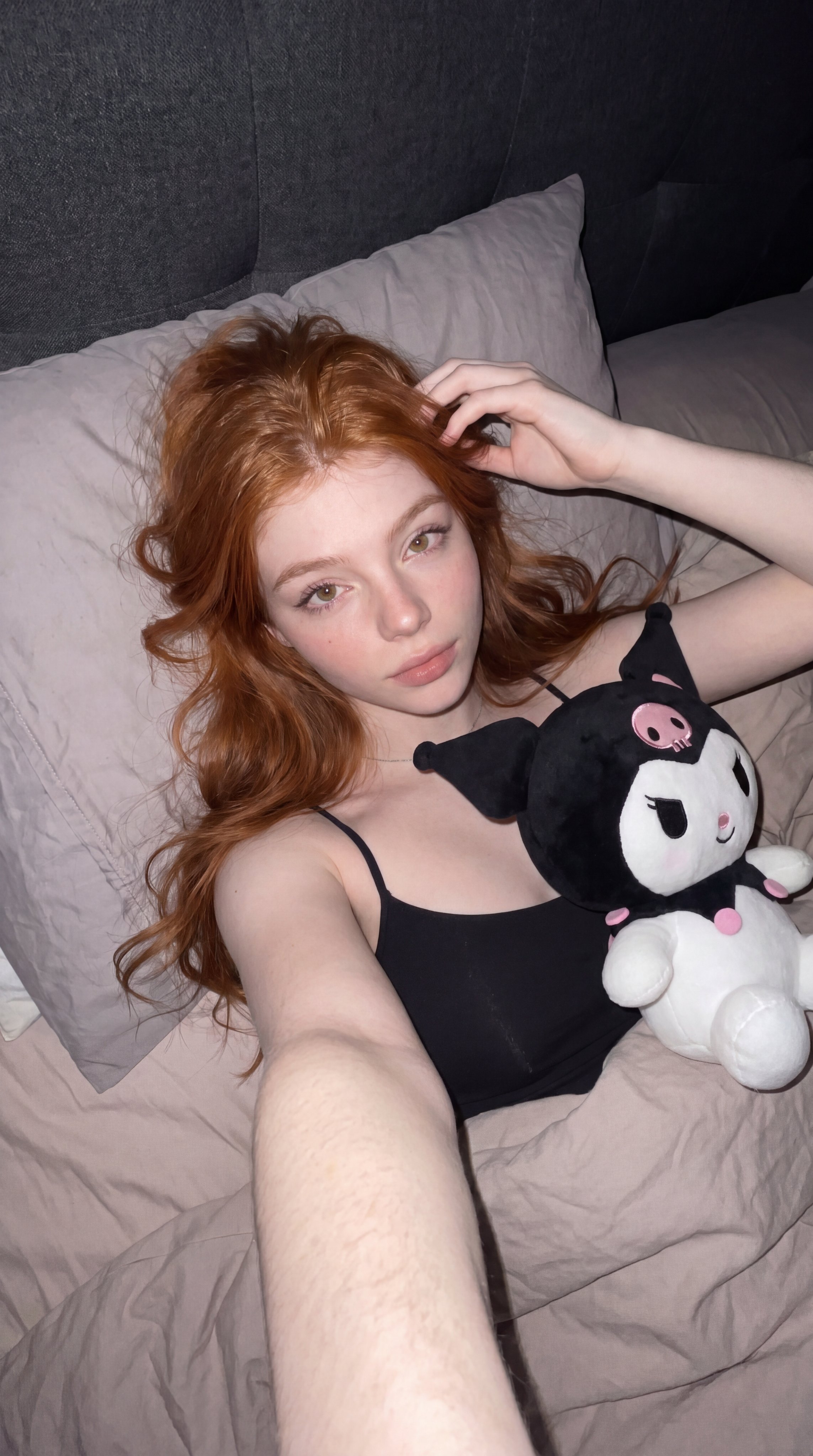Simple Black Spaghetti Strap Camisole In Bed